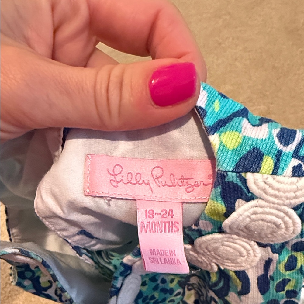 Lilly Pulitzer Blue green shift dress with bloomers - Picture 2 of 2